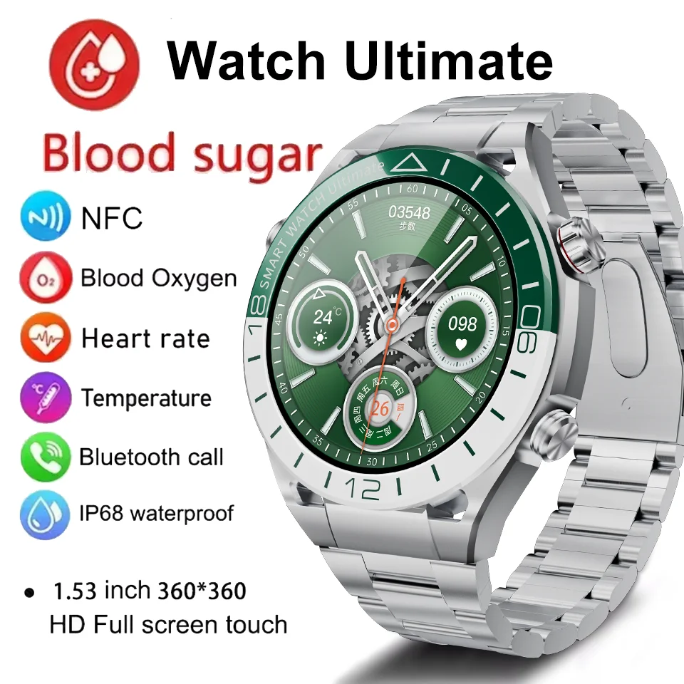 New GPS Track AMOLED Smart Watch Men Custom Dial Answer Call Sport NFC Compass IP68 Waterproof Smartwatch For Huawei Ultimate