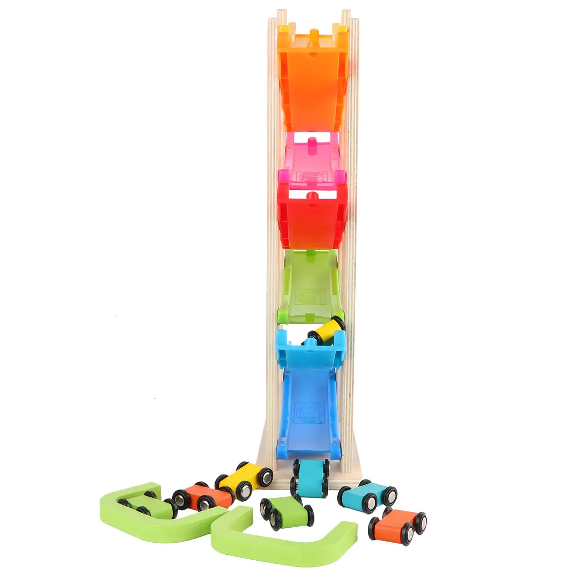 

1Set Wooden Gliding Car Track Wooden Ramp Race Colorful Educational Plaything Safe for Kids Intellectual Development