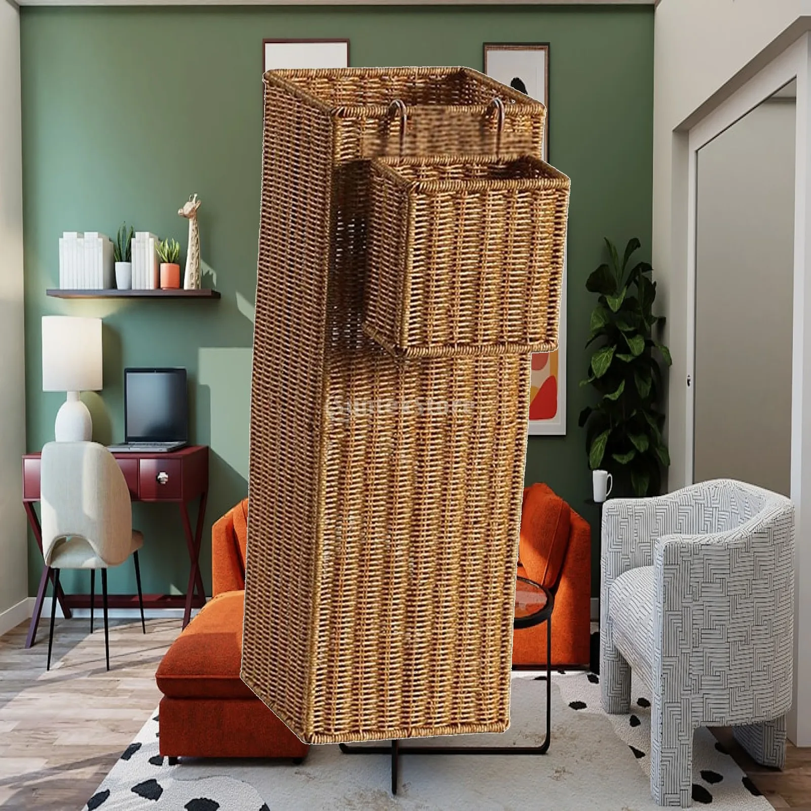 Synthetic Rattan Umbrella Stand, Storage Shelf for Commercial Guesthouse