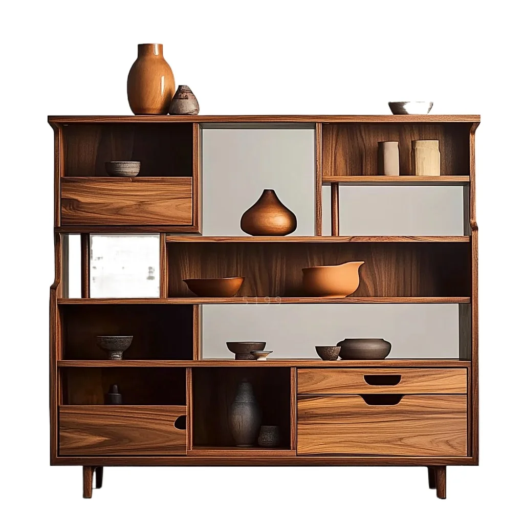 

Solid wood Bogu rack Chinese tea room display cabinet Small apartment glass door tea set storage cabinet