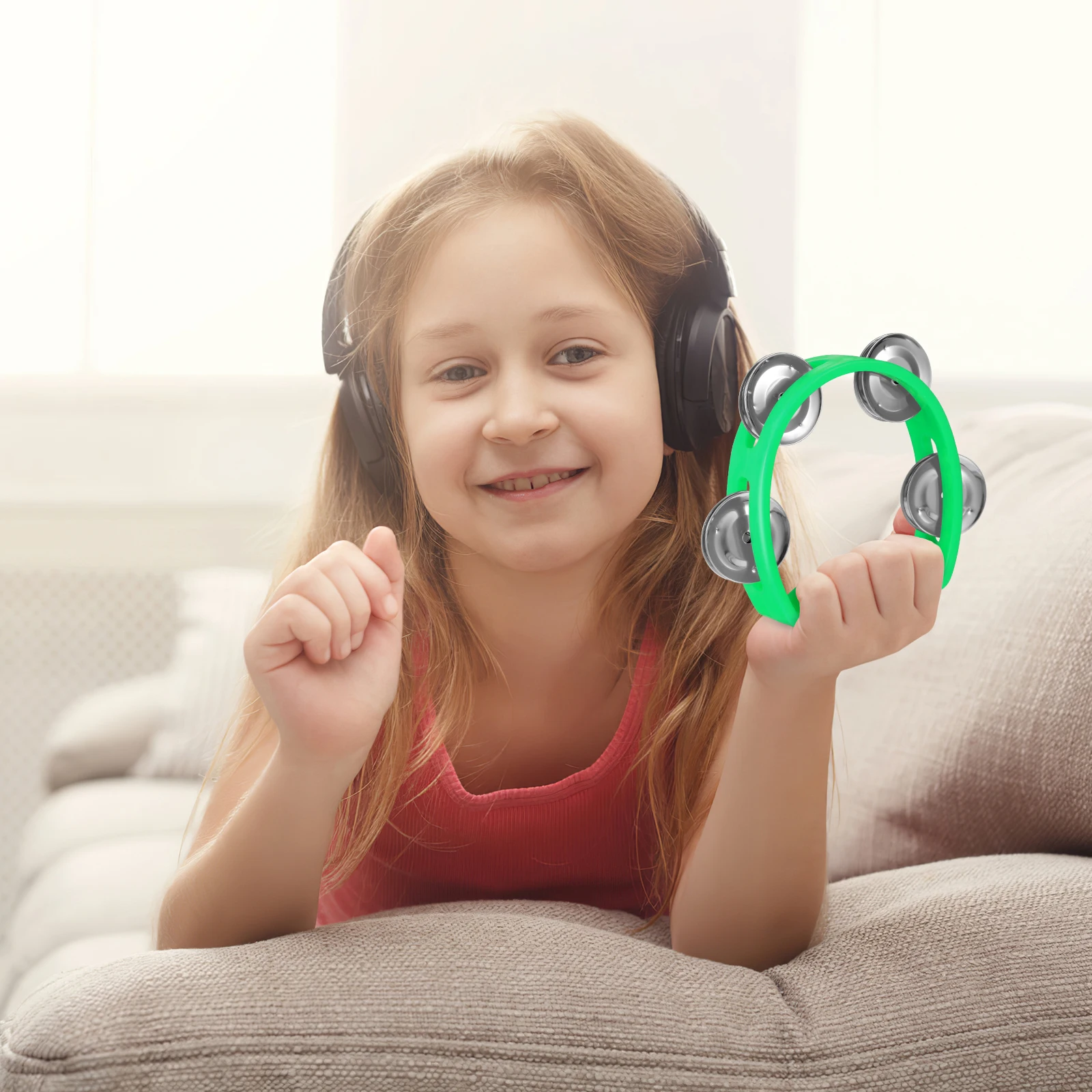 

1 set 1 Set Abs Tambourines 4 Jingle Bells Bright Colors Ergonomic Handle Musical Egg Shakers For Kids Christmas Party