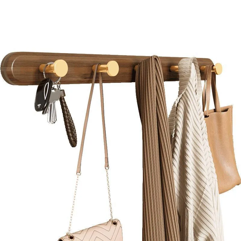 Nordic Coat Racks Solid Wood Wall Hanging Clothes Hook Living Room Hat Storage Rack Black Walnut Bathroom Hook Household Items