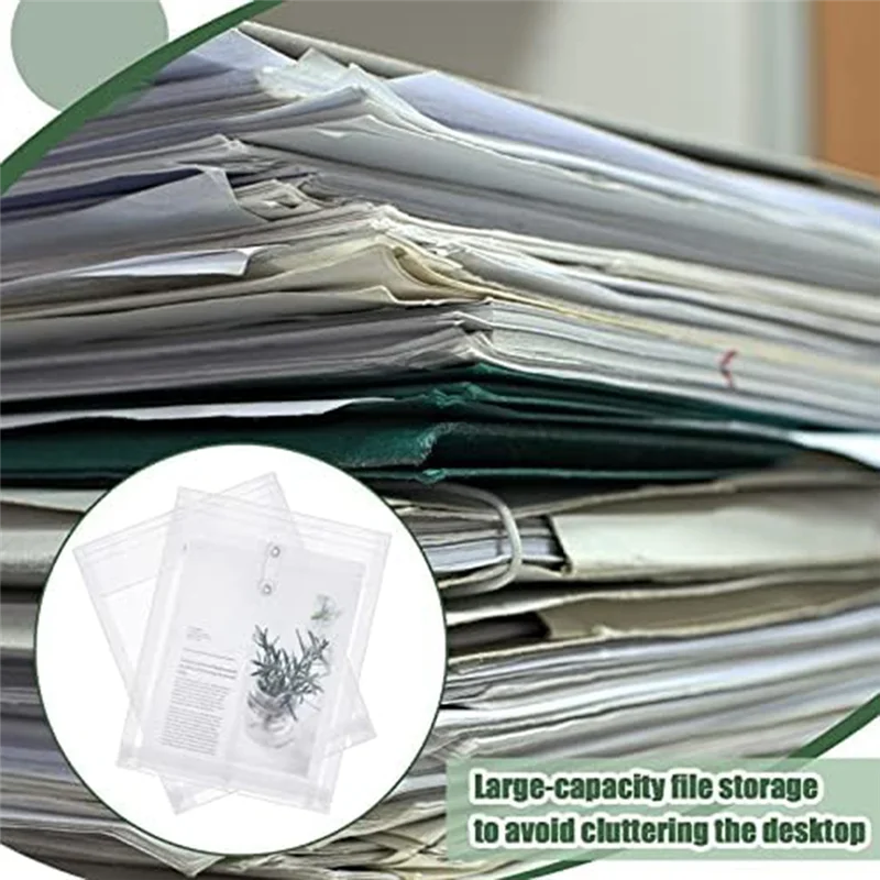 

GW-A4 Size Clear Plastic Envelopes Set With String Closure, Expandable Files Document Folder, File Bag Kit For Office 24Pcs