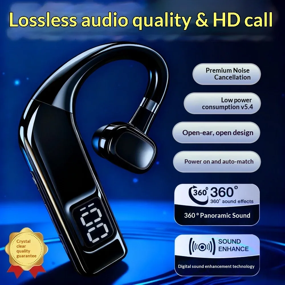 2025 New Model Single Bluetooth Earphone Gym Running Fitness Anti-Slip Secure Wearing High Sound Quality IPX7 Sweatproof Noise C