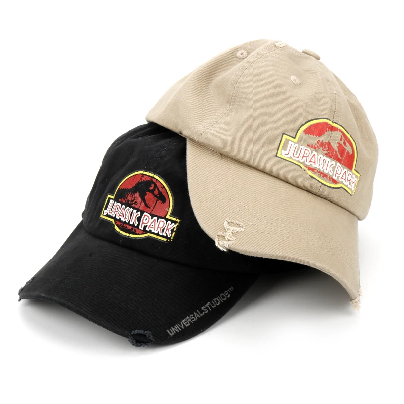 Jurassic Park Baseball Cap Red Distressed Logo Kpop Rock Adjustable Trucker Hat Street Style Print Men Adult Baseball Caps