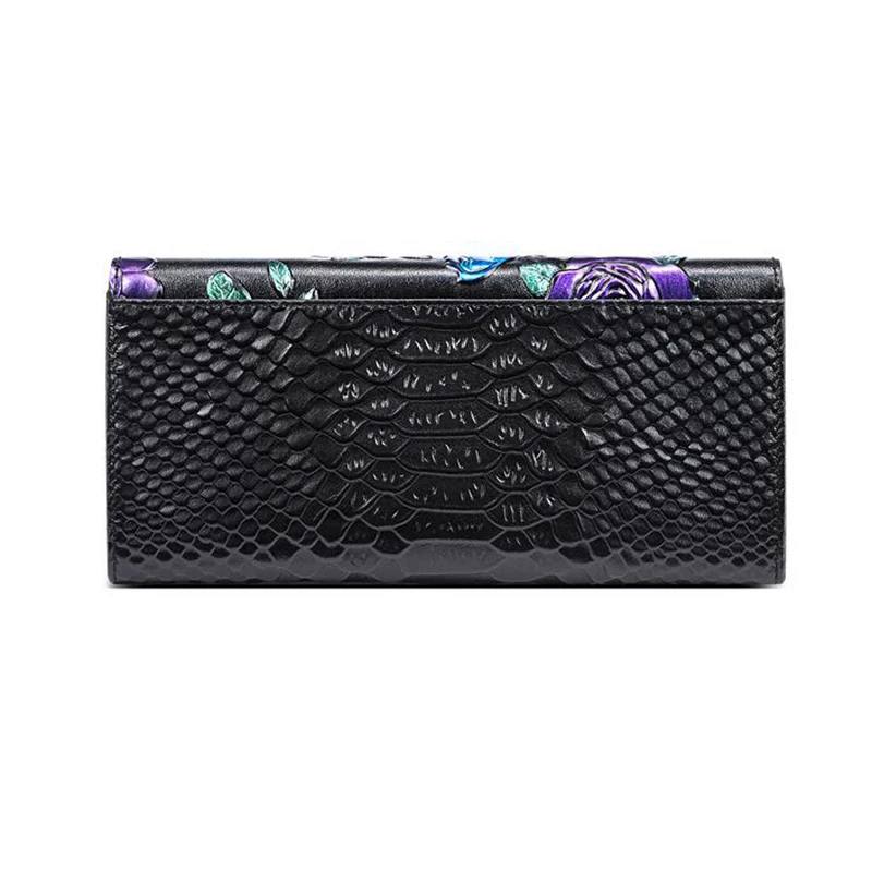 Original 3D Floral Printed Women Wallet Large Capacity Fashion Lady Card Holder Genuine Leather Purse for Party Gifts