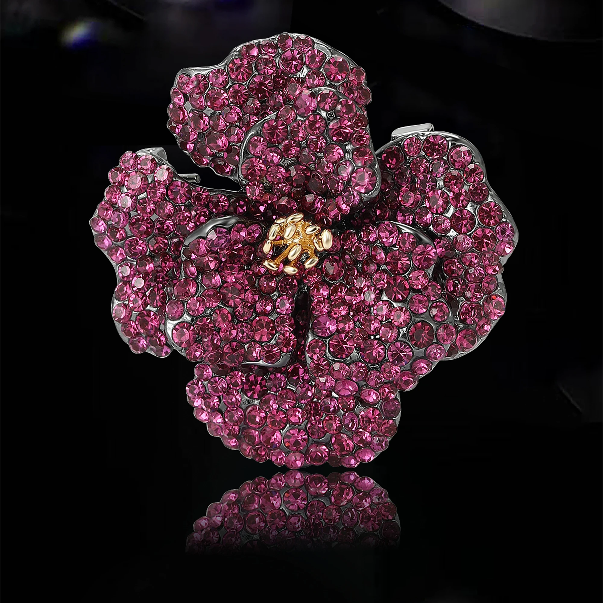 Винтажные броши в виде пиона со стразами тяжелой промышленности для женщин, булавка с растением, забавные роскошные подарки, украшение для друзей на Новый год