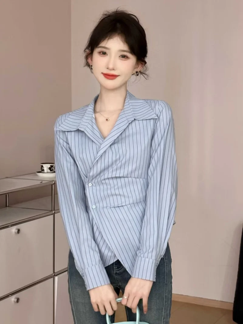 

Рубашки с длинным рукавом, женские хлопковые рубашки с рюшами, облегающие уличные женские молодежные удобные романтические повседневные рабочие наряды для отдыха