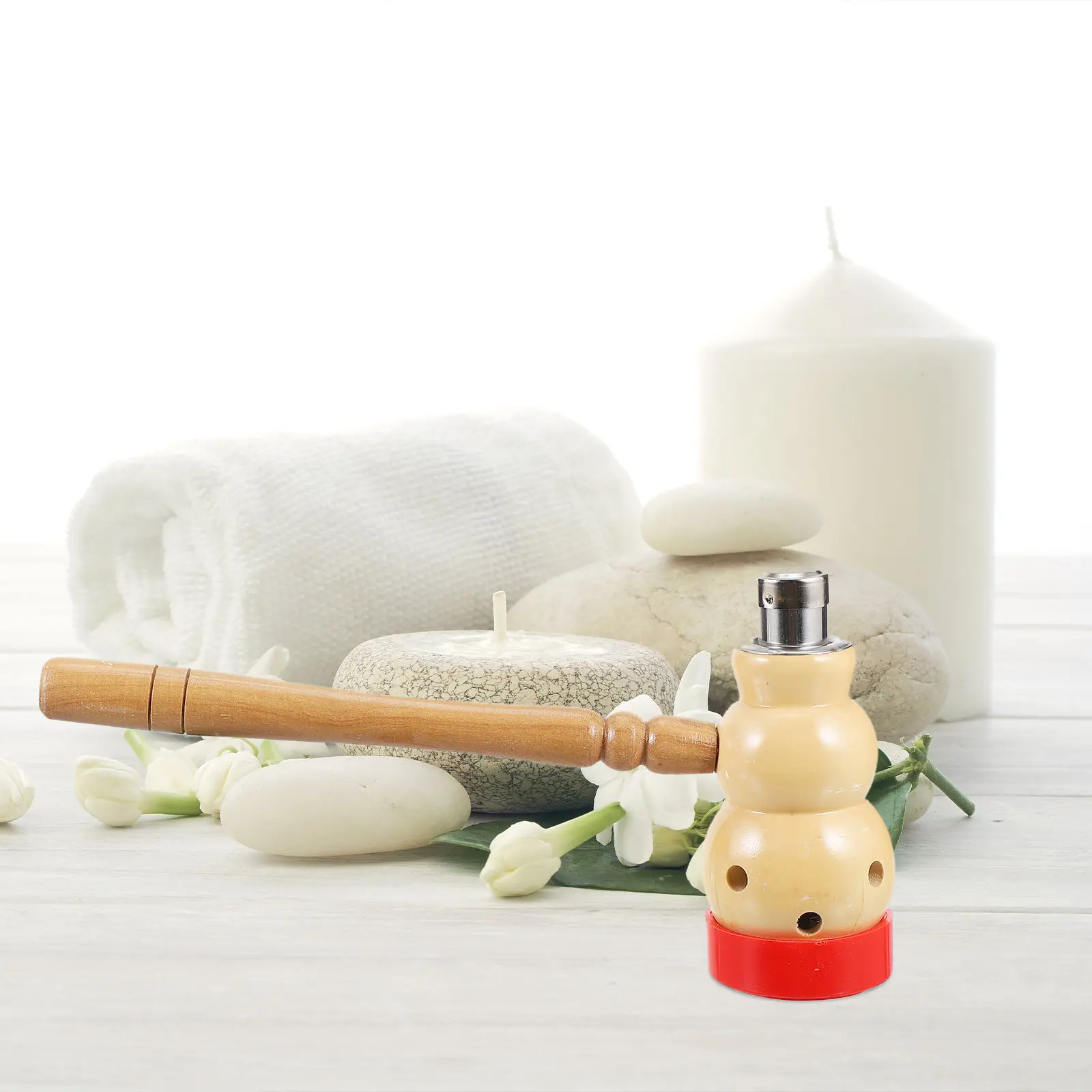 1Set Automatic Moxa Stick Burner Portable Wood Moxibustion Pot Ergonomic Handle Moxa Roll Holder Home Salon Use