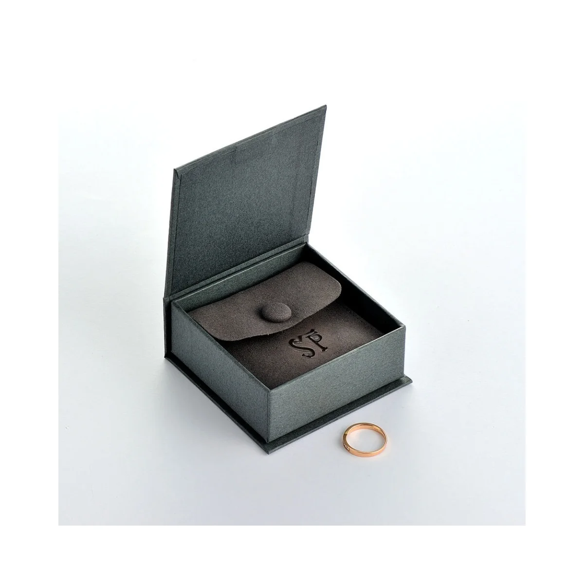 SHEEPSEW New Arrival Microfiber Jewelry Cover Deboss Logo Button Pouch Magnetic Book Style Box With Foam Insert Packaging Set