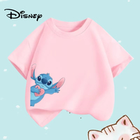 Summer Baby Disney Stitch Printed Short Sleeve T-shirts Children Cartoon O-Neck Soft Breathable Top Kid Boy Girls  Clothes  Tops