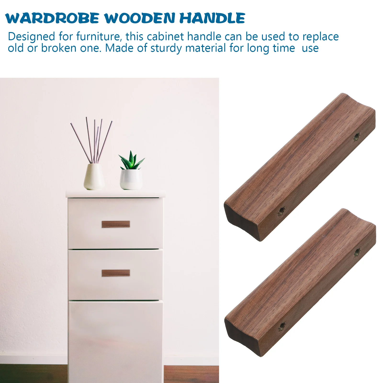 Maniglie per cassetti in legno durevoli da 2 pezzi, design del foro di facile installazione per armadi, cassettiere, maniglie per bagno, maniglie per cassetti in legno di ricambio