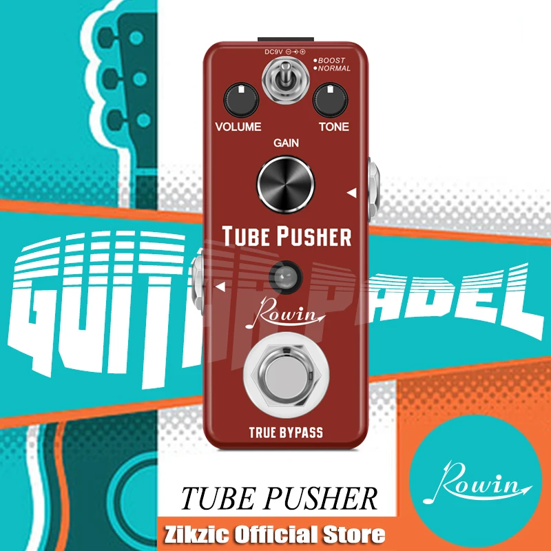 Rowin  Overdrive Guitar Pedal  TUBE PUSHER Analog Guitar Classic with Tube-like Sound Mini Size True Bypass LEF-328