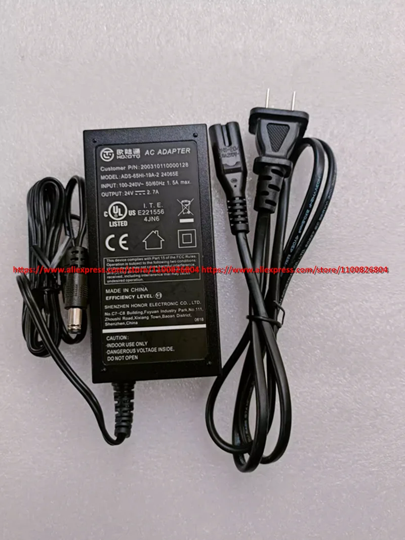 Genuine HOIOTO ADS-65HI-19A-2 24065E 24V 2.7A AC Adapter Charger 5.5*2.5mm 65W Laptop Power Supply