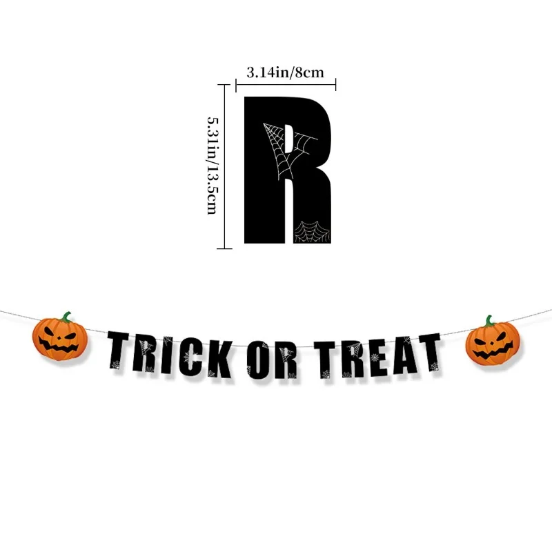 New Cartoon Halloween Pattern Banner Pumpkin Ghost Bat Hanging Garland Pull Flag Pendants For Halloween Party Home Decor