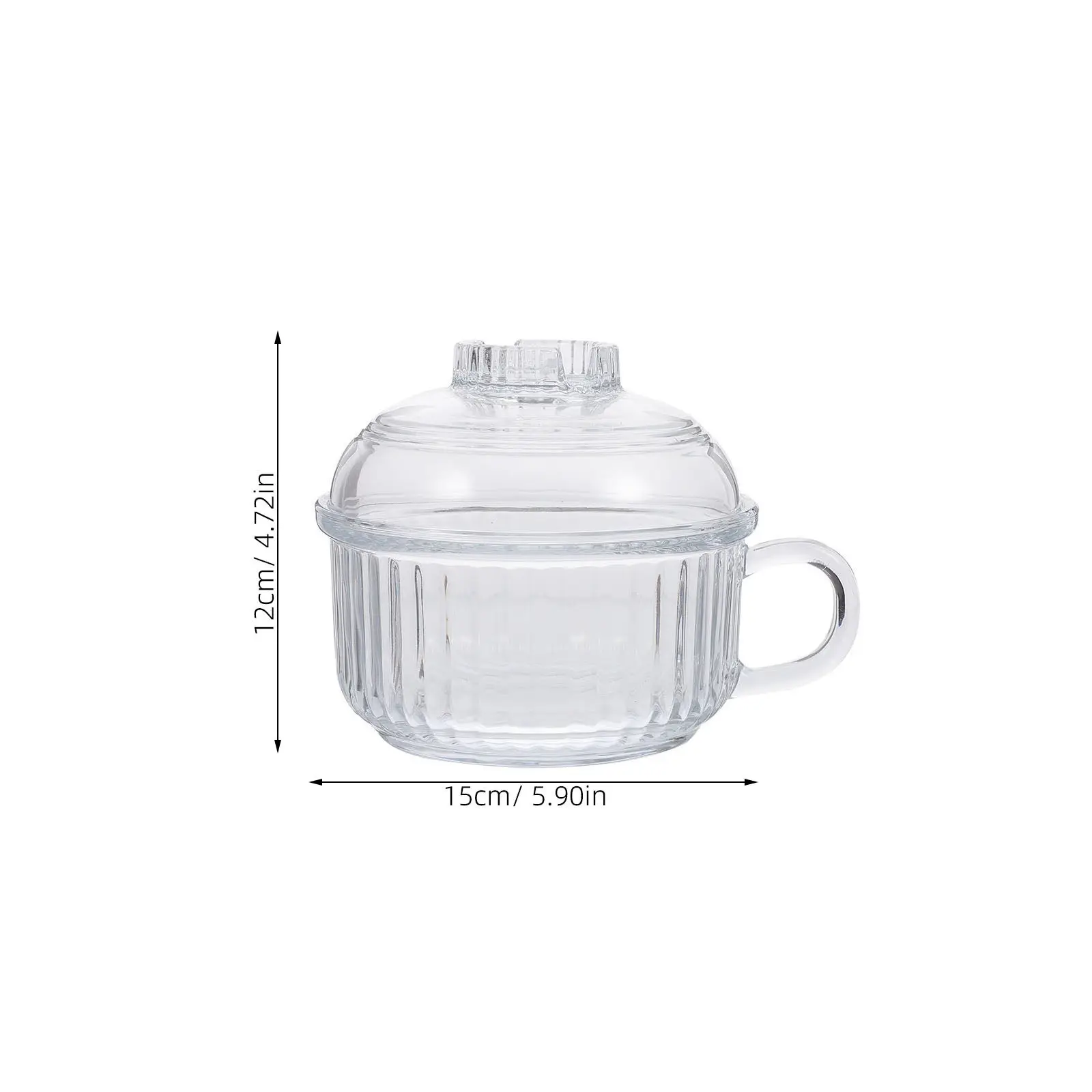 1Pcs High Quality Seamless Glass Bowl Heat Proof Scratch Resistant Non Fragile Round Soup Noodle Bowl with Lid for Microwave