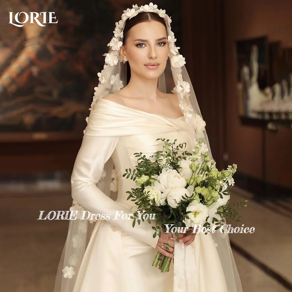 LORIE Off Shoulder suknia ślubna bez ramiączek linia suknia dla panny młodej elegancka Backless odpinany tren suknia dla panny młodej Vestidos de novia