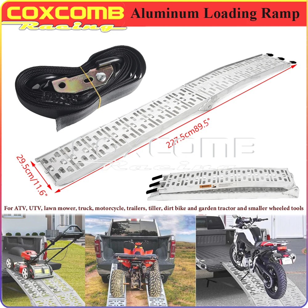 

1pcs Aluminum Car Folding Ladder Step Portable W/ Loading Strap Ramp Kit For ATV UTV Lawn Mower Truck Motorcycle Trailers Tiller