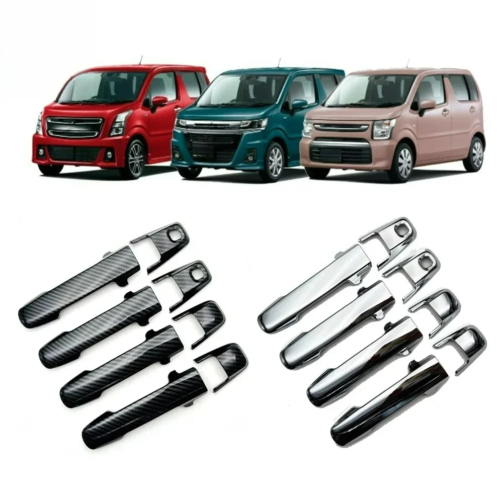 For Suzuki Wagon R MH55S/MH85S/MH95S 2020-2022 Car Carbon Fiber Door Handle Cover Trim Decorator Sticker Exterior Accessories