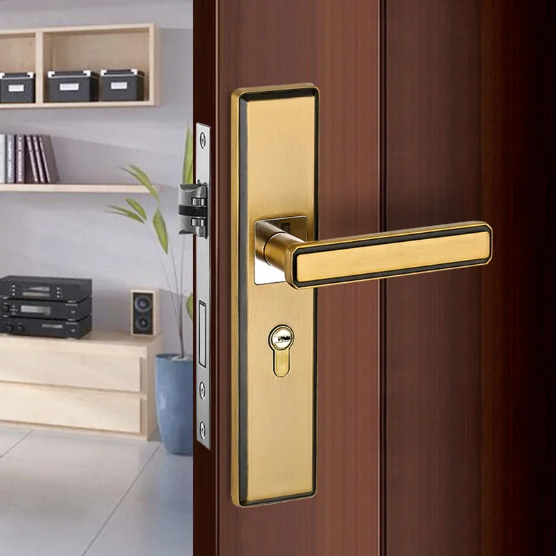 

Modern Interior Silent Mechanical Handle Door Locks Zinc Alloy Mute Anti-theft Door Lock Furniture Hardware Accessories