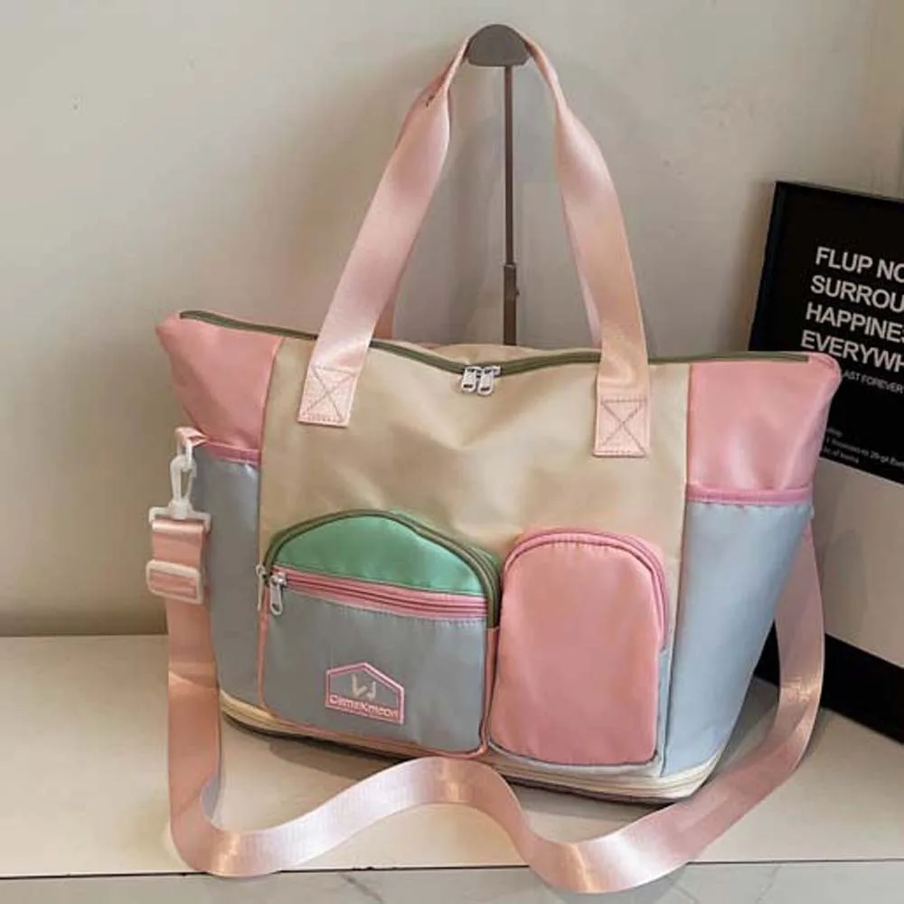 حقيبة سفر قابلة للتوسيع من قماش أكسفورد، حقيبة يوجا بألوان متباينة، حقيبة لياقة بدنية ذات سعة كبيرة، متعددة الطبقات، متعددة الوظائف