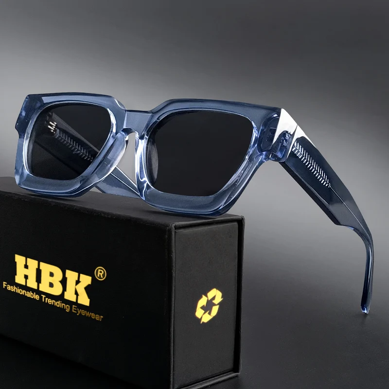 

HBK Fashion Square Sunglasses Men TAC Acetate Polarized High Quality Driving Sun Glasses Women Designer Oculos Uv400 Case