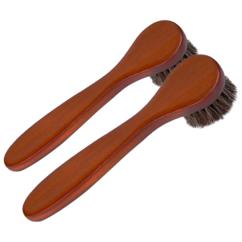

2pcs Face Cleansing Brush Soft Bristles Ergonomic Handle Facial Exfoliator Skin Care Tool Shoe Polisher Wood