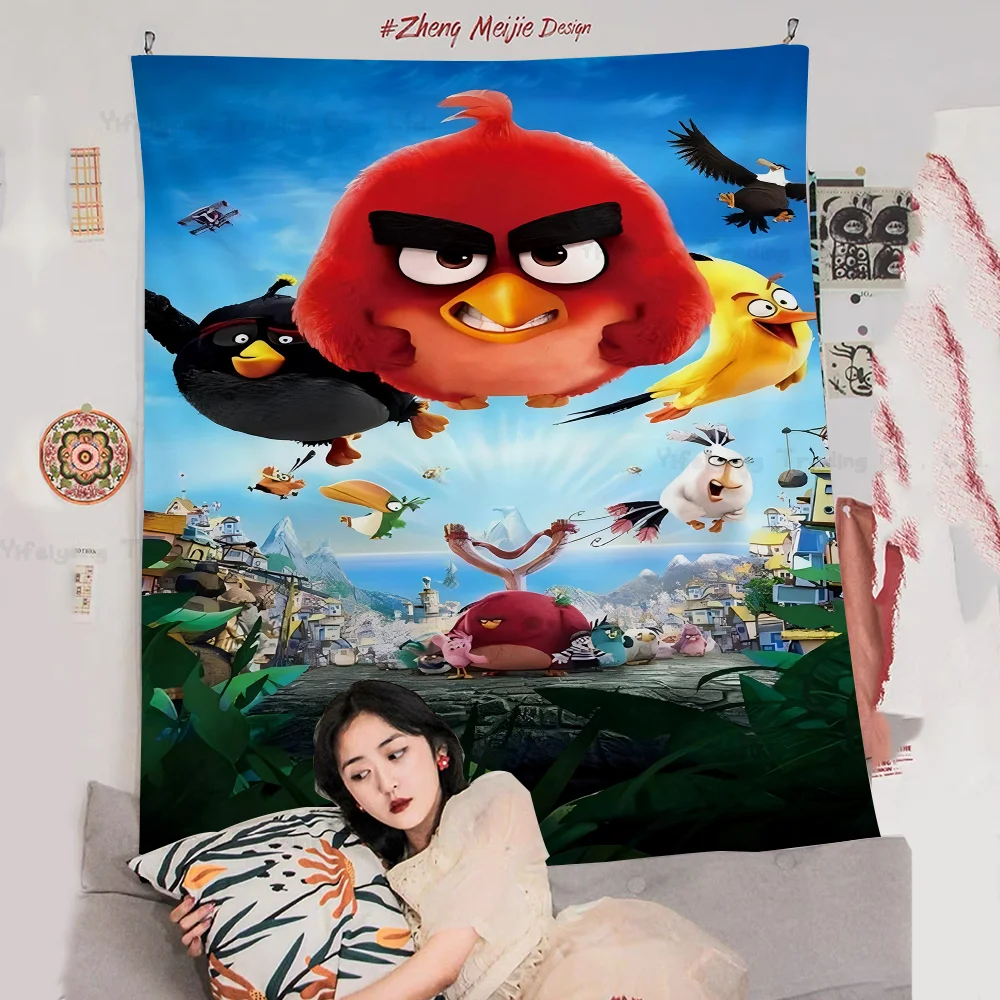 

Cartoon Animation-Angry Birds Printed Large Wall Tapestry Hanging Tarot Hippie Wall Rugs Dorm Home Decor