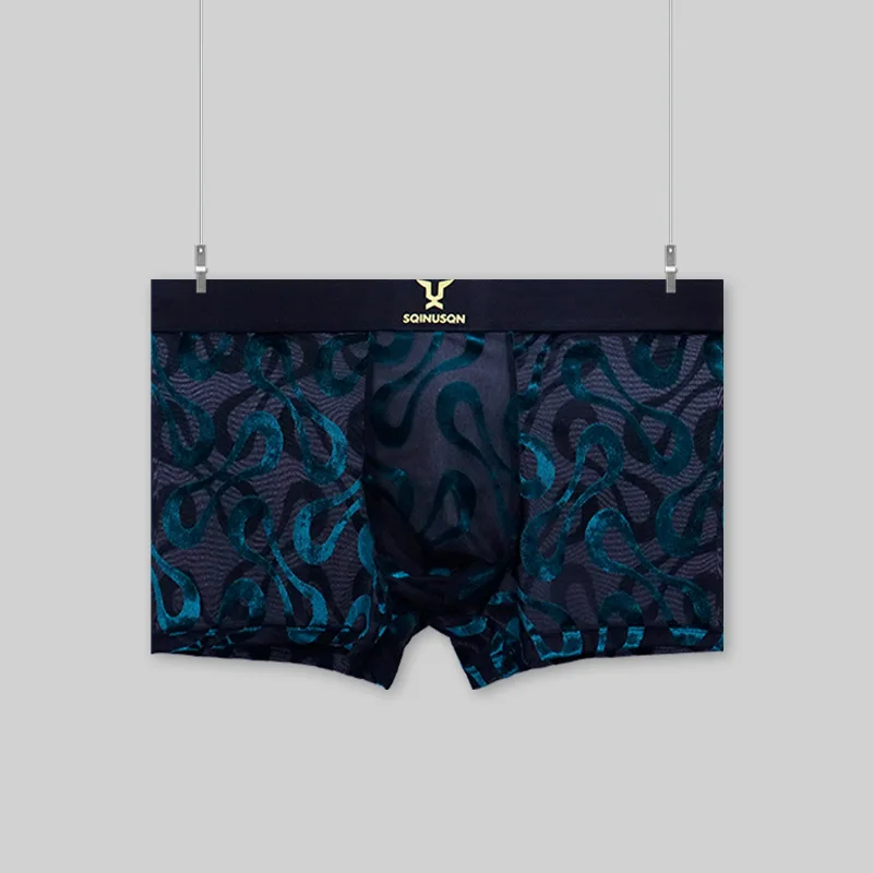Premium Satin-Netz Herren-Boxershorts mit Wildem Leopardenmuster, Kühlende Eisseide, Atmungsaktive Komfortable Tägliche Sport-Unterwäsche