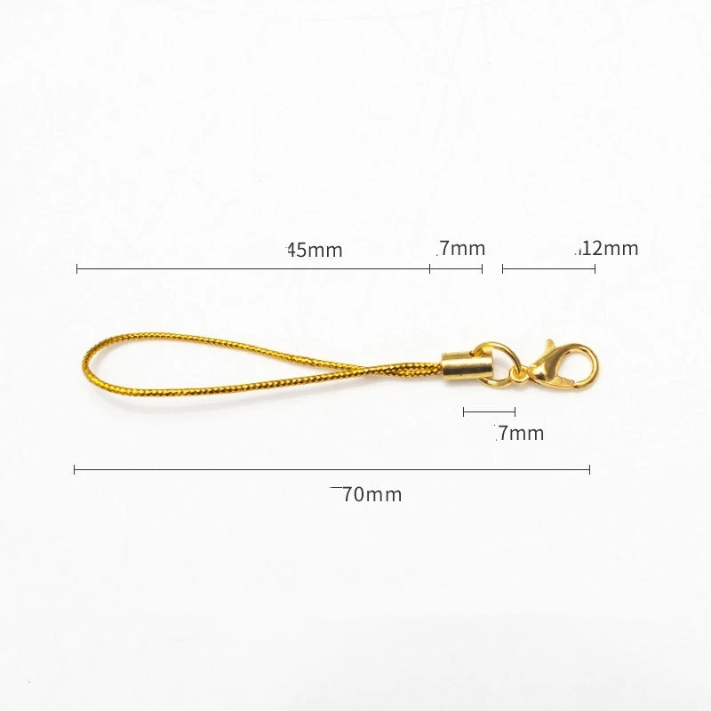 50pcs Gold/Rhodium Colorful Strap Charm Cord Lariat Lobster Clasp for DIY Keychains Keyring Cellphone Jewelry Making Accessories