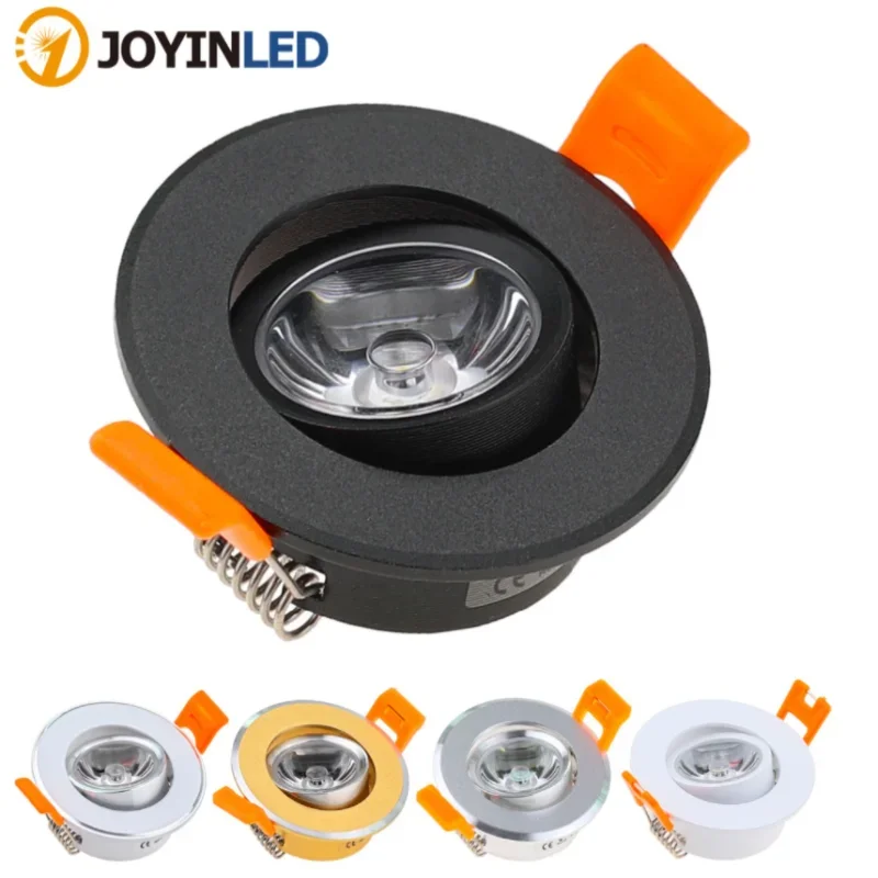 

6pcs Aluminum Round Recessed Cutout 50mm With Driver LED Spotlight 3W Dimmable Ceiling Lamp AC90-260V DC12V Downlight