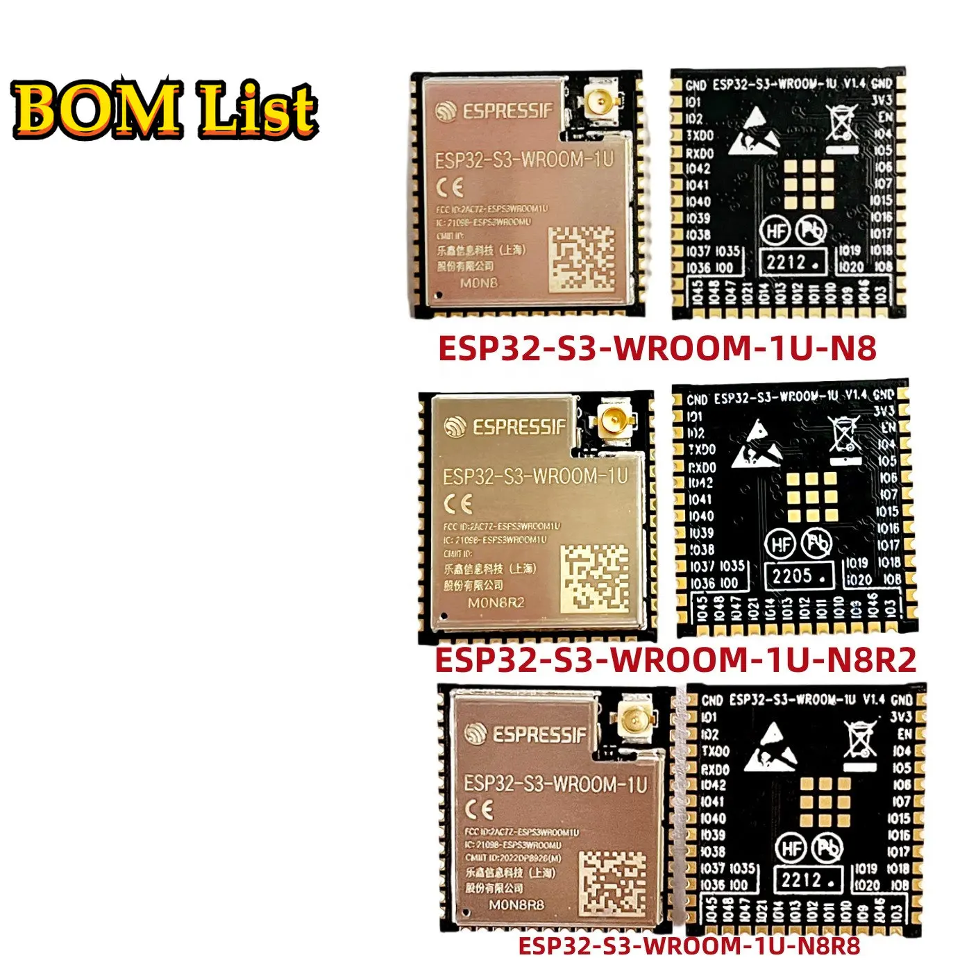 Imagem -03 - Ghz Wi-fi e Módulo Ble Esp32-s3-wroom1u 4mb 8mb 16mb Esp32-s3-wroom-1u-n4 N4r2 N4r8 n8 N8r2 N8r8 N16 N16r2 24