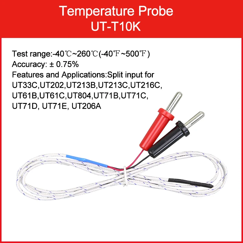 UNI T UT-T10K Thermocouple  Insertion Type Input Temperature Test Probes  Measurement for UT33C UT213B UT213C UT61B UT61C UT206A