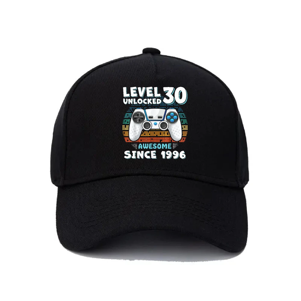 Baseball Cap Level 30 Unlocked Since 1996 Game Controller Print Unisex Adjustable Hat Retro Pixel Graphic 30th Birthday Gift
