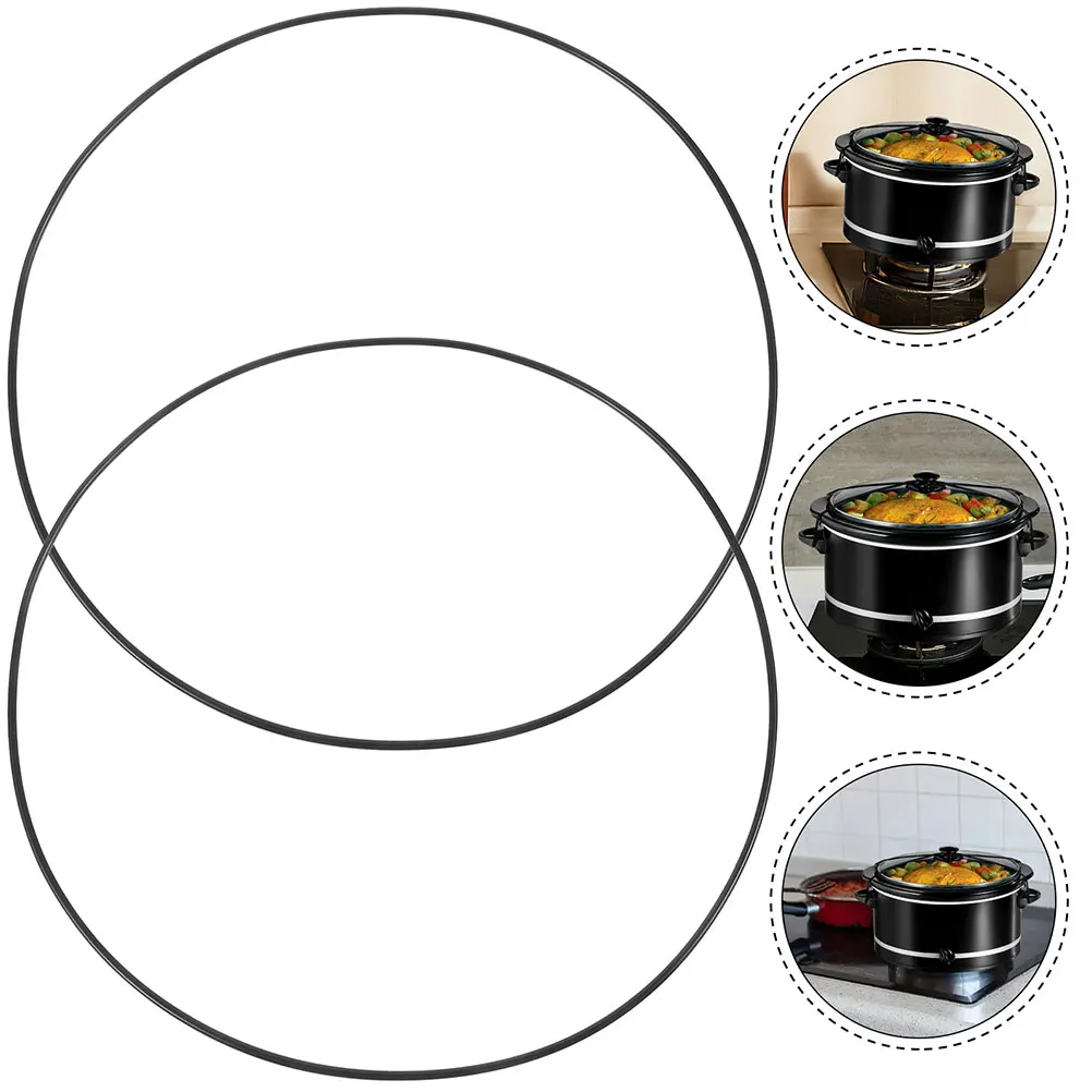 

2pcs Lid Lock Slow Cooker Locking Strap Black Rubber Bands Pot Lid Fixing Belts Pan Latch Securing Straps For Cooking