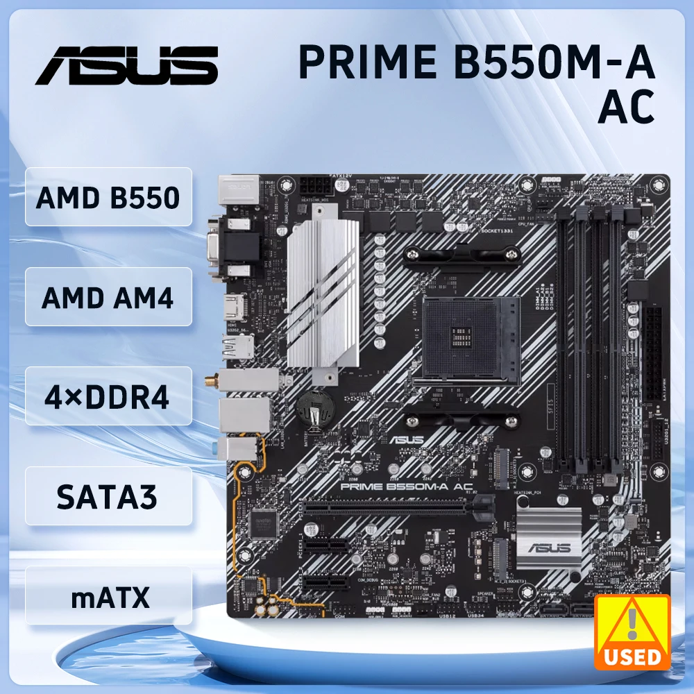 AMD 마더보드 ASUS 프라임 B550M-A AC 마더보드 소켓, AM4 지지대 Ryzen 5600 3600 4700 3700 CPU DDR4 64GB Micro ATX, B550 