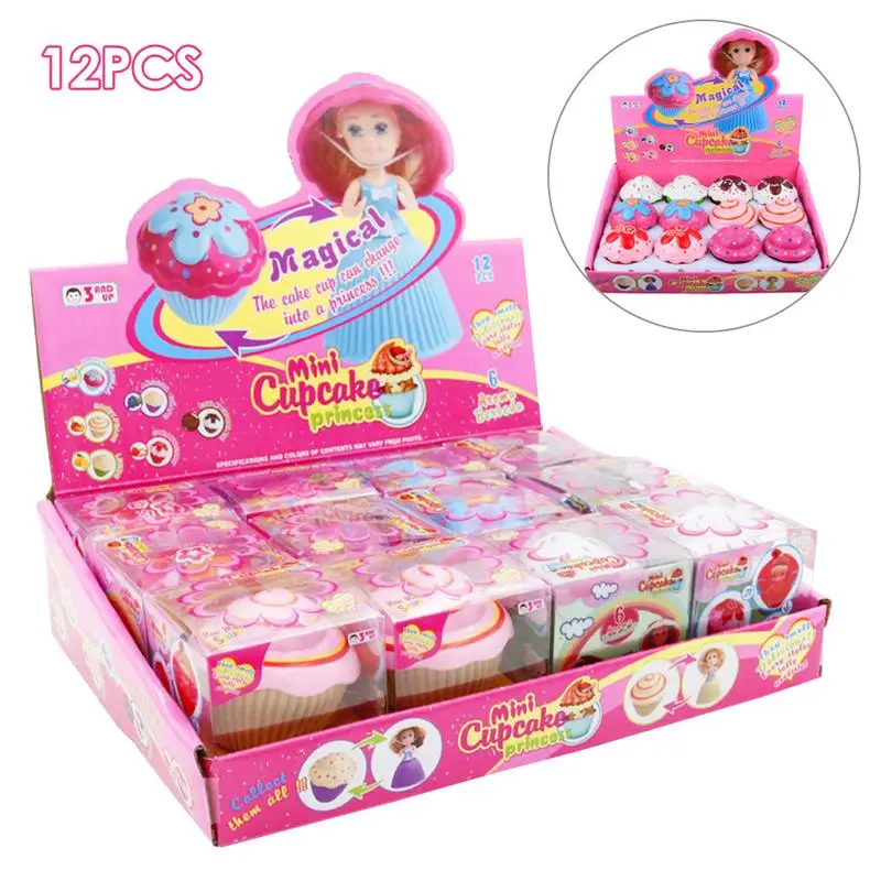 12PCS/Set Mini Beautiful Cake Dolls Toys Surprise Cupcake Princess Dolls Toys Game Funny Game Gifts For Children Skirt Can Flip