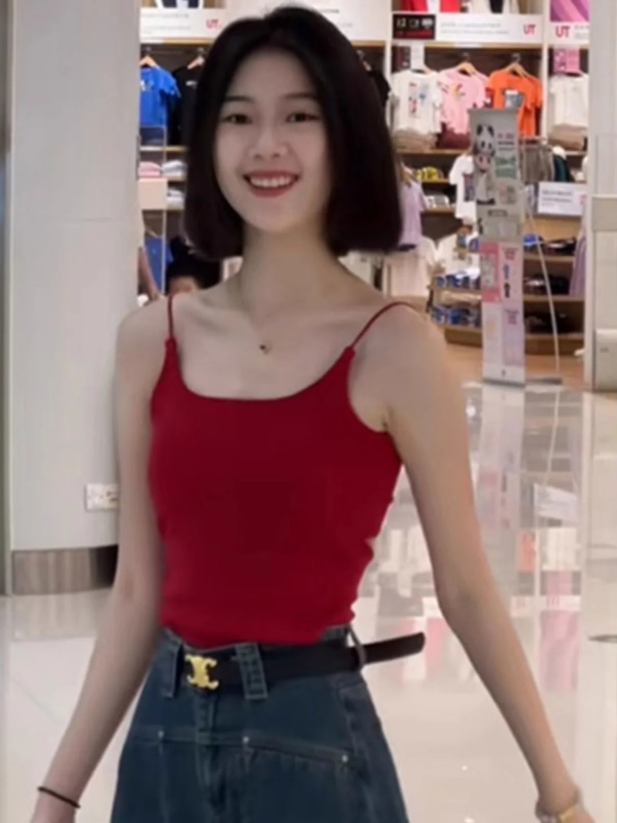 Red Spicy Girl Strap Vest Women Summer Outdoor Wear with Chest Pad Beautiful Back Inner Match Bottoming Short Style Backless Top