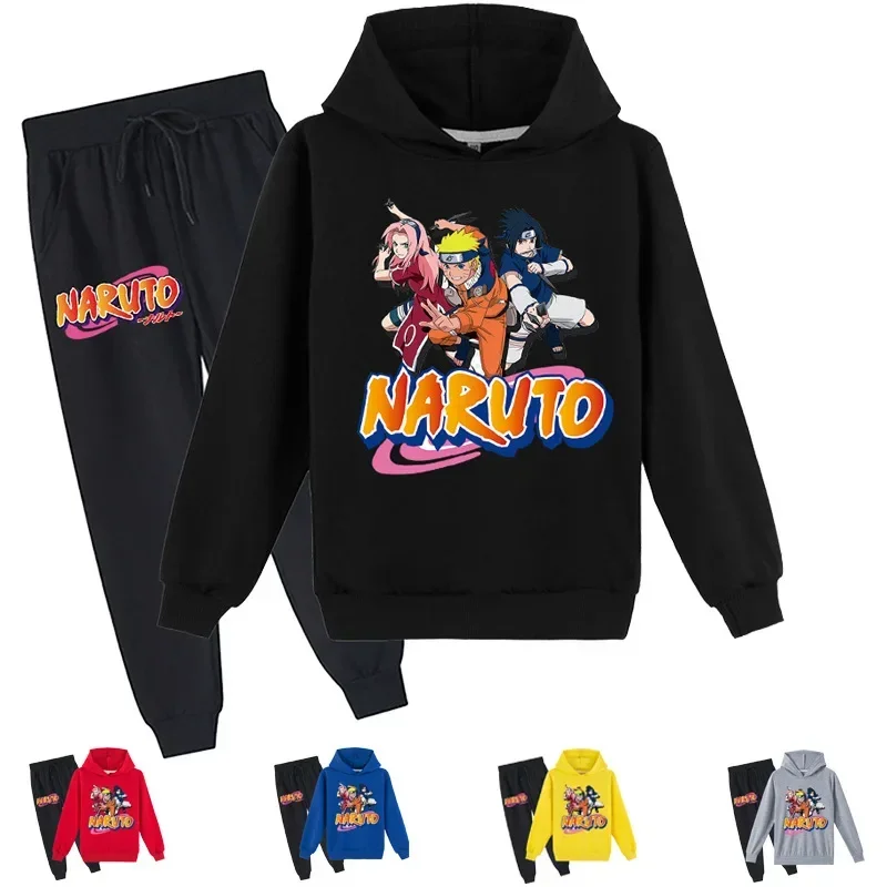 

Naruto New Children's Fashion Print Children's Boys and Girls Autumn Fashion Loose Hooded Sweatshirt Trousers Suit