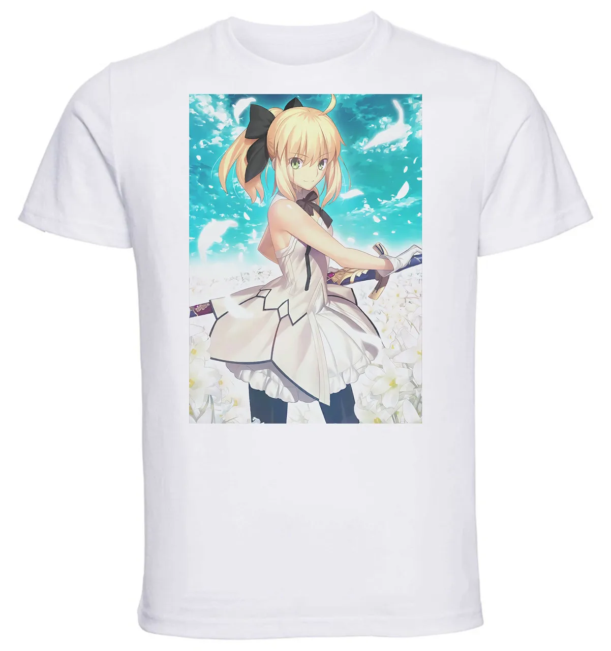 T-Shirt Unisex White Fate Grand Order Artoria Saber Lily