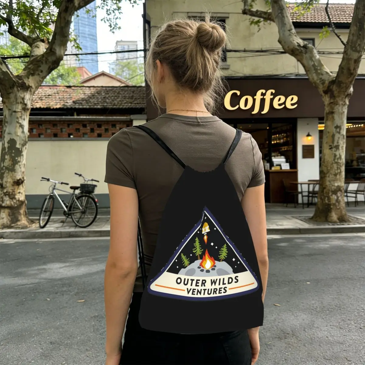 Outer Wilds Ventures Patch Backpacks Casual Drawstring Bundle Pocket Sundries Bag Book Bags for Man Woman School