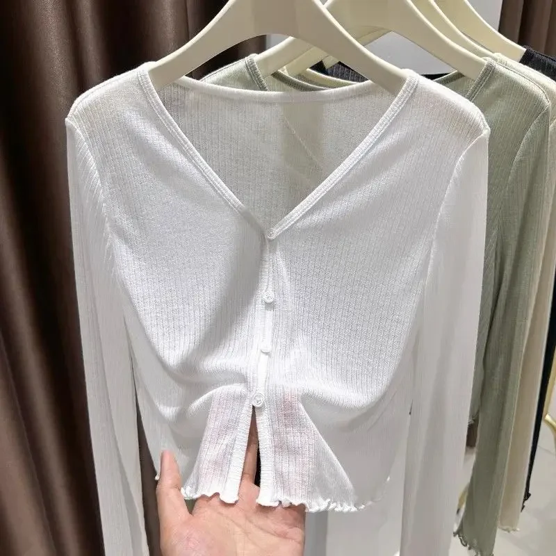 

Plus Size plus Size Ice Silk Thin Sun Protection Cardigan Women's Summer ort oulder Wrap Ear Look Outerwear Cover up Jaet
