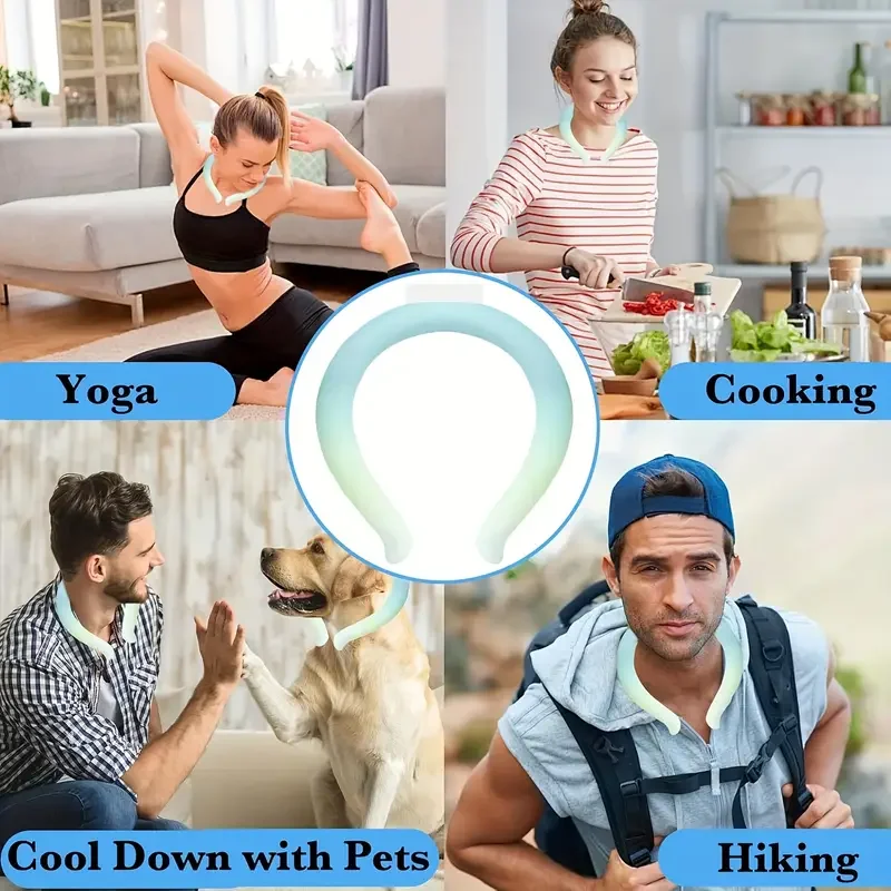 Reusable ice cold neck strap suitable for summer, portable cooling collar essential for outdoor activities, instant cooling devi