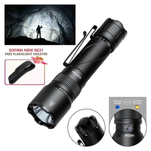 SOFIRN SK31 6500LM Powerful Tactical Flashlight IPX8 Waterproof Type-C 21700 Rechargeable Hand Torch Outdoor Hunting Light