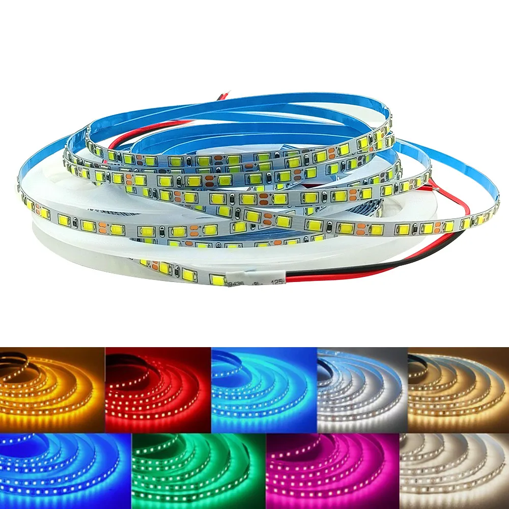 5M 600LEDs LED Strip 2835 DC12V 24V 120LEDs/m Home Lamp Strip Red Ice Blue Green Yellow Pink Flexible And Cuttable Soft Lamp Bar