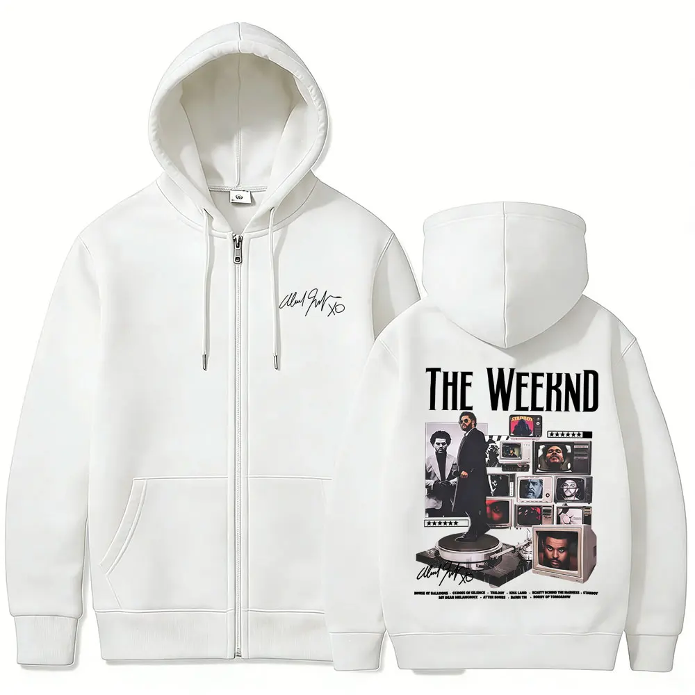 Rapper The Weeknd Album Cover 2026 Merch Zipper Hoodie Men Hip Hop Pop Music Zip Up Jacket Men's Fleece Cotton Zip Up Sweatshirt