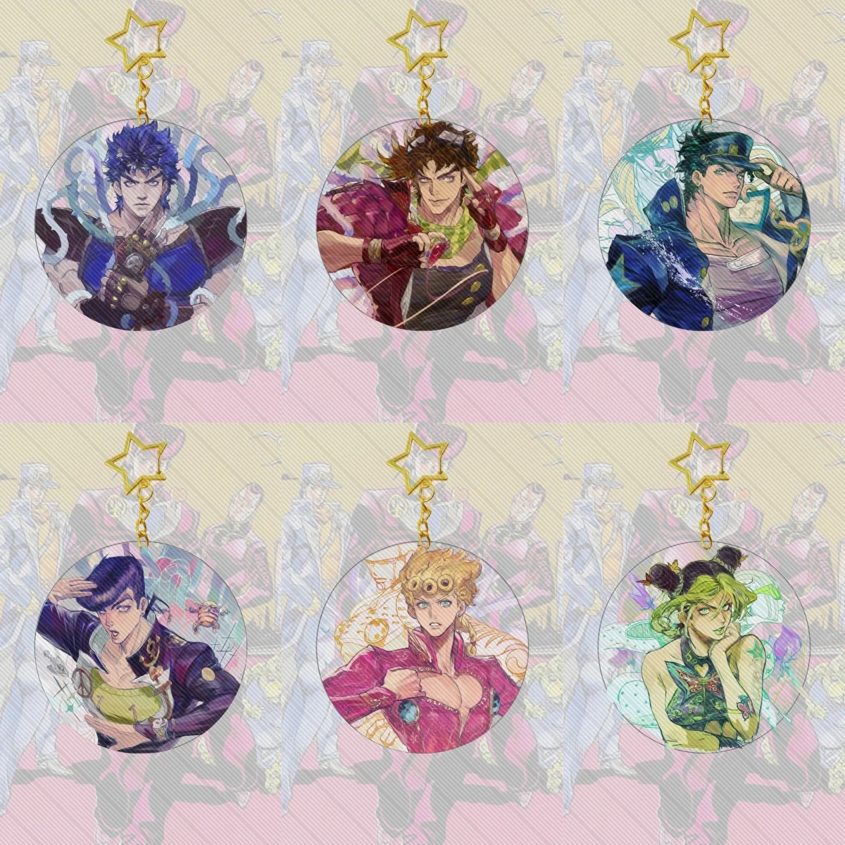 6CM Anime Jojo Acrylic Keychain Model Cosplay Charm Characters Ornament Accessories Goods Collection Gifts