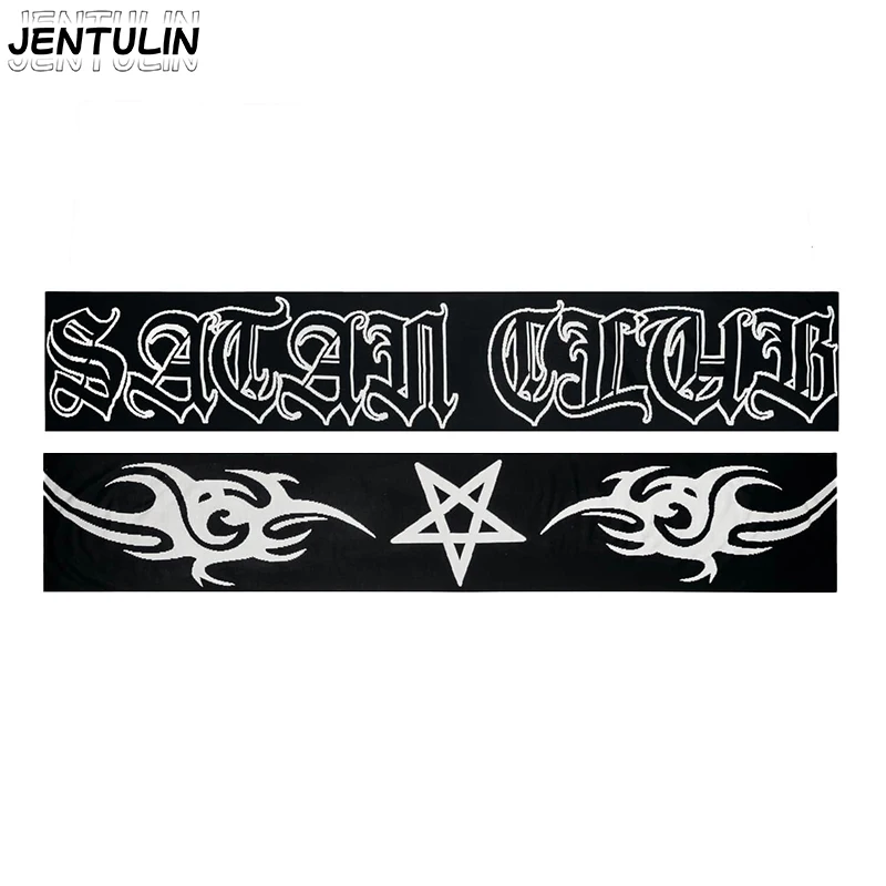 

Темный вязаный шарф унисекс Y2K, эстетический модный уличный шарф в стиле хип-хоп, ретро, панк, женский шаль, шейный ободок, вязаные мужские и женские шарфы