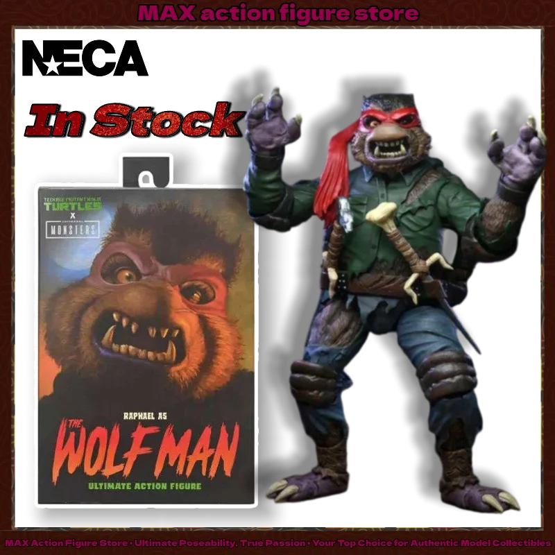 In Stock NECA 54300 TMNT Universal Monsters Raphael As The Wolfman 7in Articulated Action Figure Gold Label Collectible