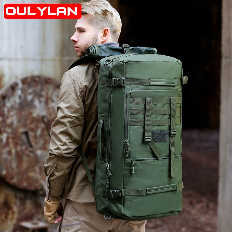 Large Capacity 65L Backpack Men Outdoor Camouflage Mountaineering Shoulder Bag Portable Sports Travel Large Luggage Bag Rucksack